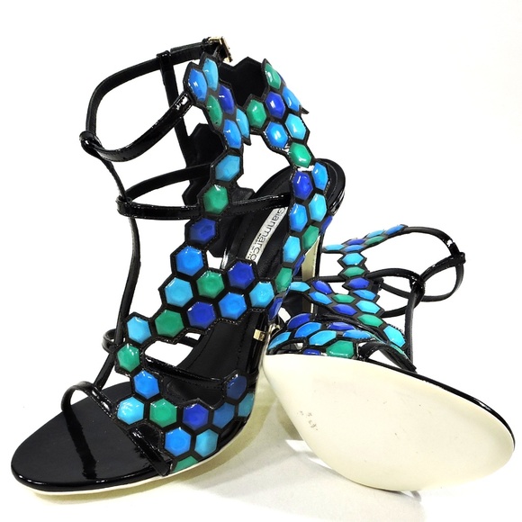 GIANMARCO LORENZI 🇮🇹 WOMEN'S MULTICOLOR LEATHER FASHION SANDALS - Picture 8 of 10